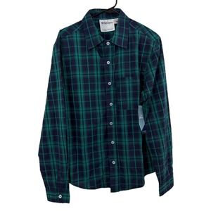 Silverts Shirt Mens Small Green Navy Long Sleeve Button Up Adaptive Magnetic
